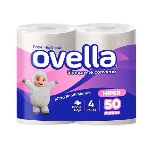 Papel Higienico Doble Hoja Ovella 4 Rollos X 50Mt