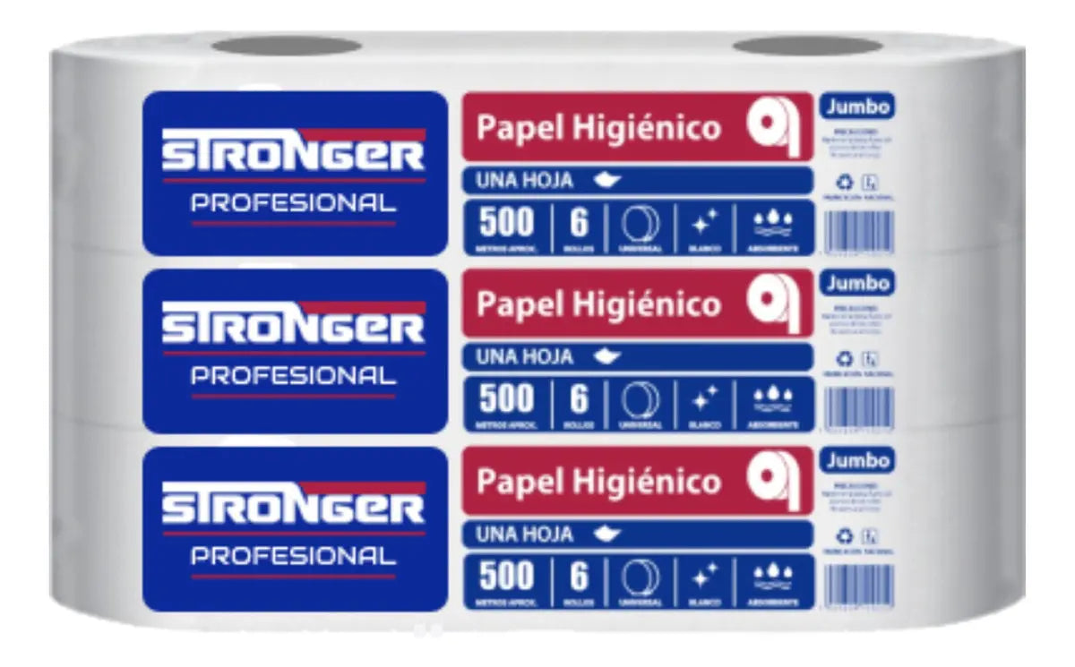PAPEL HIGIENICO STROGER HOJA SIMPLE 6 ROLLOS 500MT