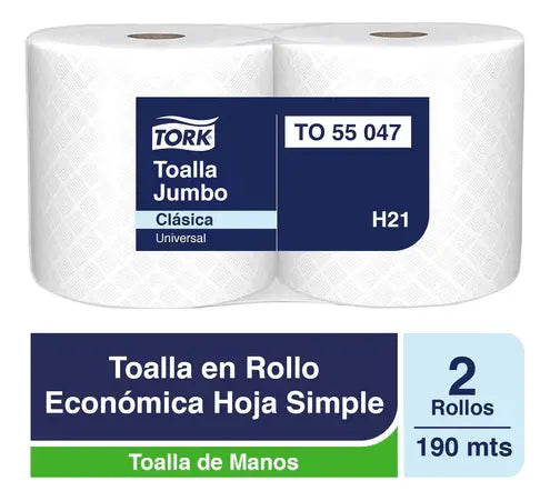 TOALLA PAPEL TORK H/S 2 ROLLOS 190MT