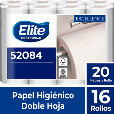 PAPEL HIGIENICO ELITE DOBLE HOJA  16 ROLLOS 20MT