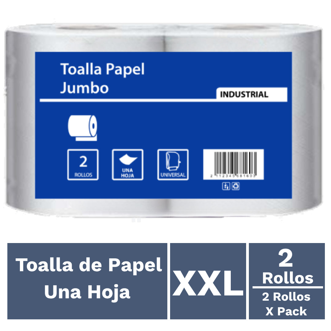 TOALLA DE PAPEL INDUSTRIAL ECONOMICA UNA HOJA 2 ROLLOS
