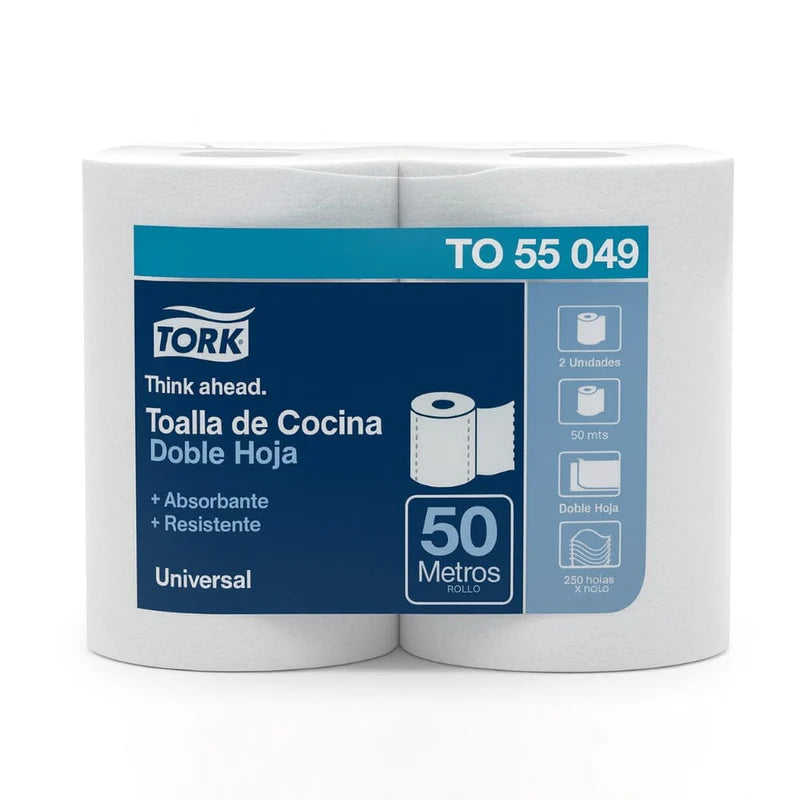 TOALLA PAPEL TORK DOBLE HOJA 2 ROLLOS 50MT