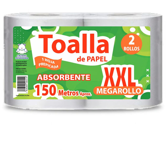Toalla Papel Xxl Prepicada Extra Absorbente 2X150Mts